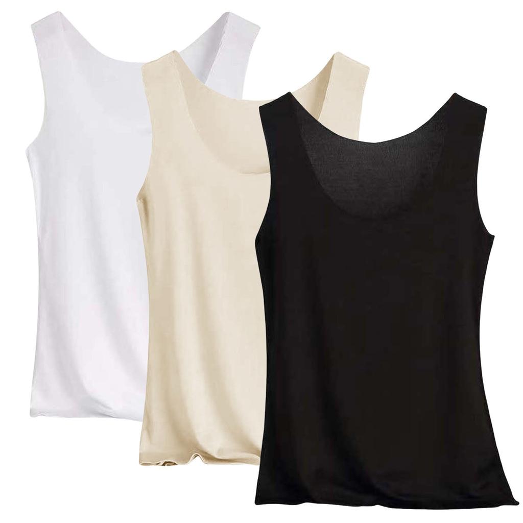 Women's Solid Color Tank Top Seamless Silk Undershirt Sleeveless Shirt
