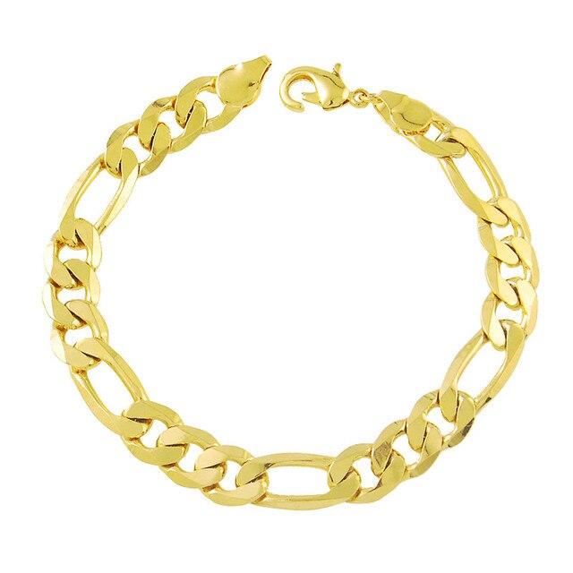 

Мужские ювелирные изделия, 24-каратный гальванический золотой браслет, 8 мм, кубинский браслет Ferrero 20cm