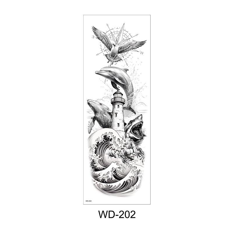 Long Flower Full Arm Waterproof Temporary Tattoo Stickers