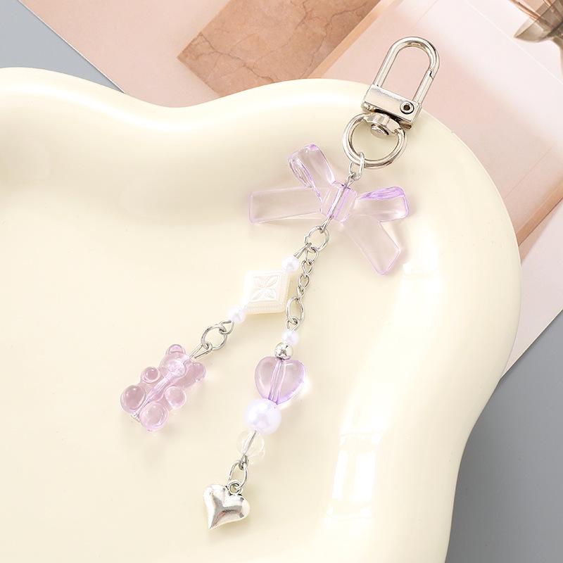 New Acrylic Bow Keychain Pendant: DIY Bag Charm & Earphone Case Hanging Jewelry