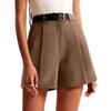 High Waist Wide Leg Shorts for Women Tailored Fit Pleated Front Belt Loops Casual Summer Bottoms with Side Pockets