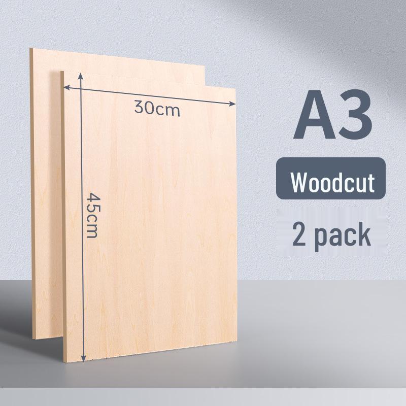A4 Linden Plywood Carving Board for Printmaking - 4K Professional Woodblock Rubbing Tool