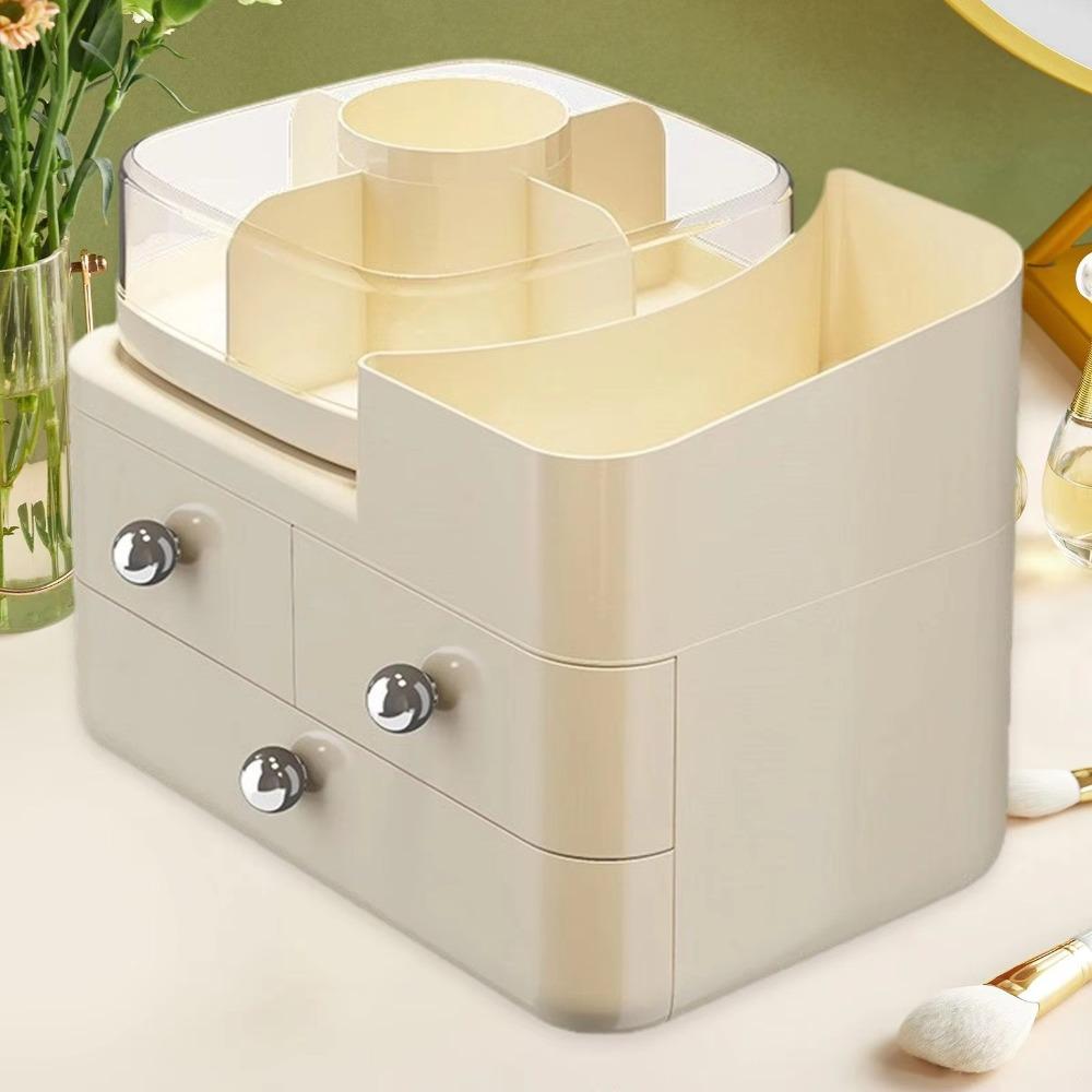 Cream Series Cosmetic Display Case Large Capacity Cosmetics Storage Box  Desktop Use