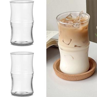 Coffee Cup Ins Style High Temperature Bamboo Knot Cute Cold Drink Milk Latte Cup Microwaveable Clear Glass Drinkware Household