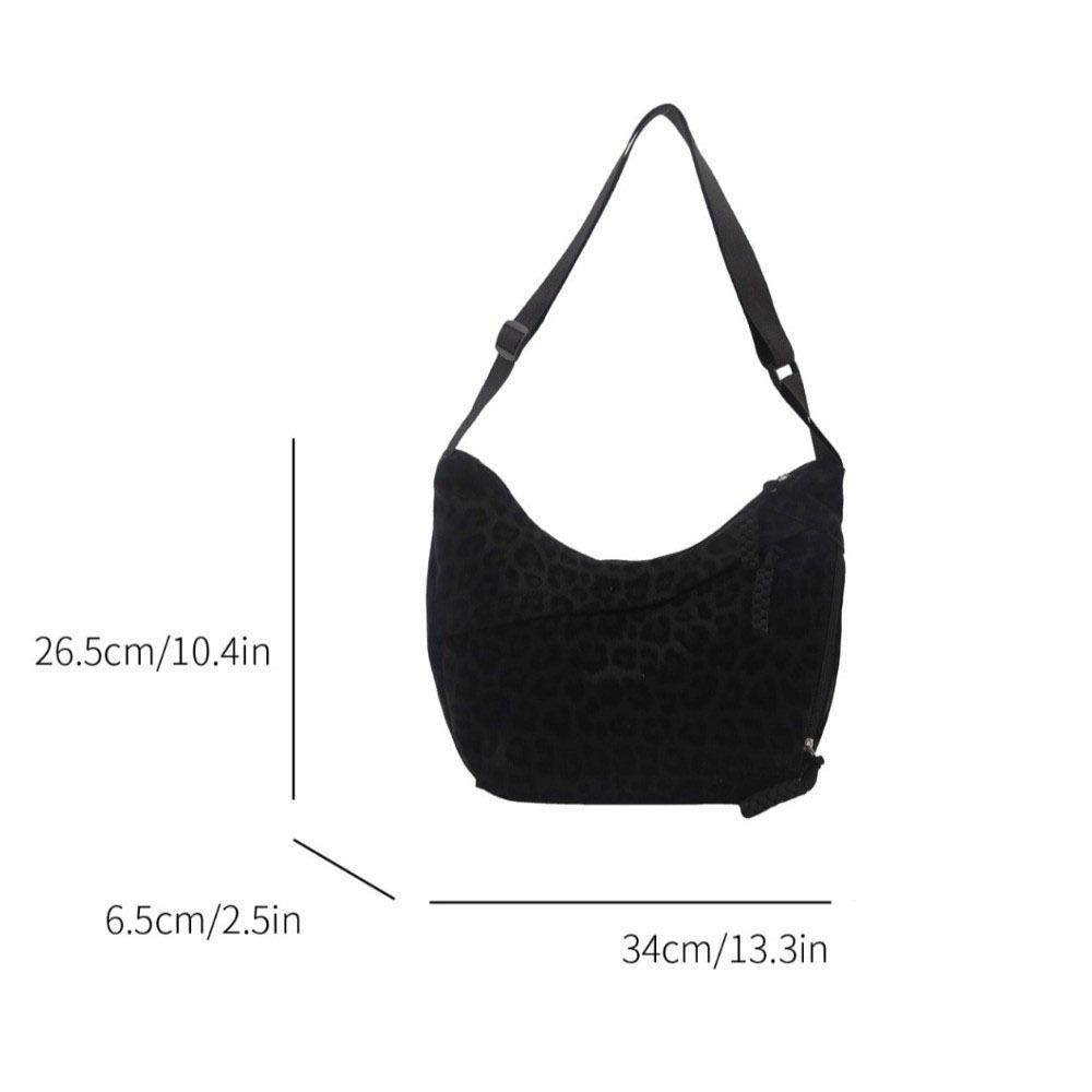 Zipper Leopard Print Crossbody Bag Large Capacity Adjustable Strap Dumpling Bag Polyester Lightweight Shoulder Pouch Women