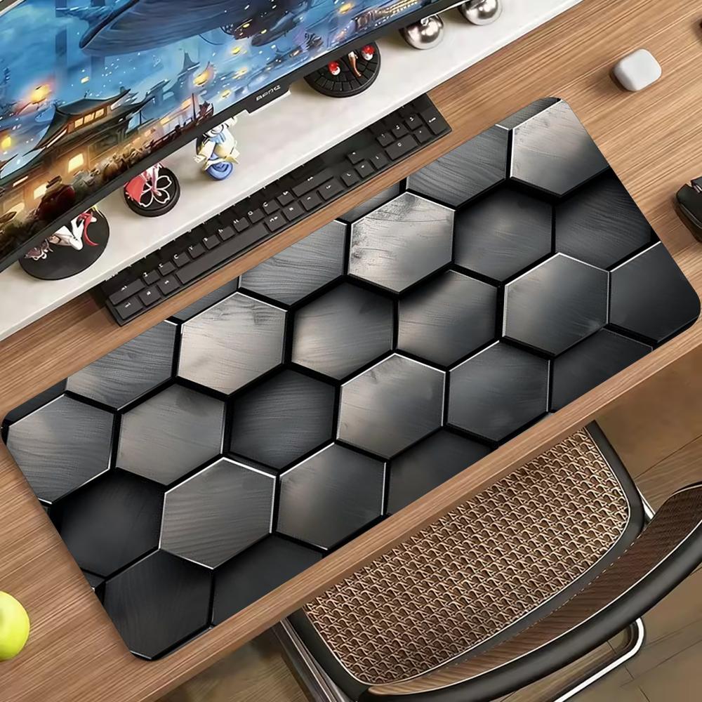 Neon Geometric Maze Abstract Art Large Gaming Mouse Pad Non Slip Rubber Desk Mat For Laptop Keyboard Home Office Workspace