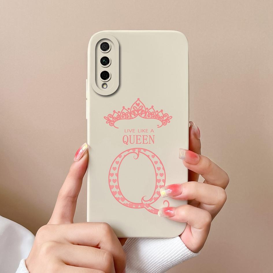 Pour Huawei Y5P Y6P Y6S Y7P Y7A P Smart 2021 Z coque arrière luxe couronne lettres mat liquide souple Silicone antichoc protection pour Huawei pare-chocs