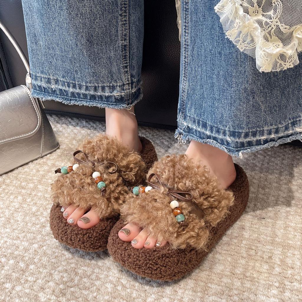 Dicksohlige, erhöhende, flauschige Schuhe für Damen 2025 neue Herbstmode, bequeme Schuhe, vielseitiges Temperament, kleine Hausschuhe