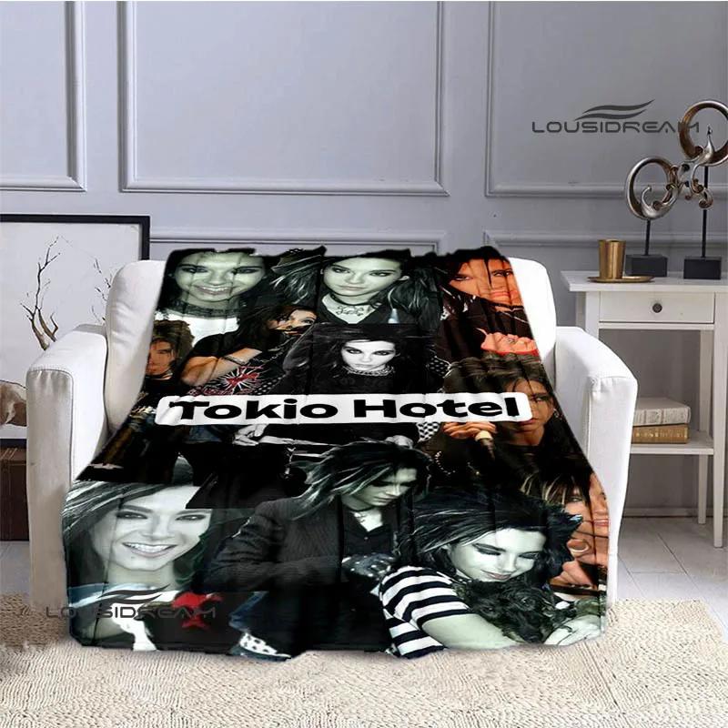 Coperta stampata retrò della band Tokio Hotel, coperta calda in flanella morbida e confortevole, biancheria da letto per casa, viaggio, regalo di compleanno
