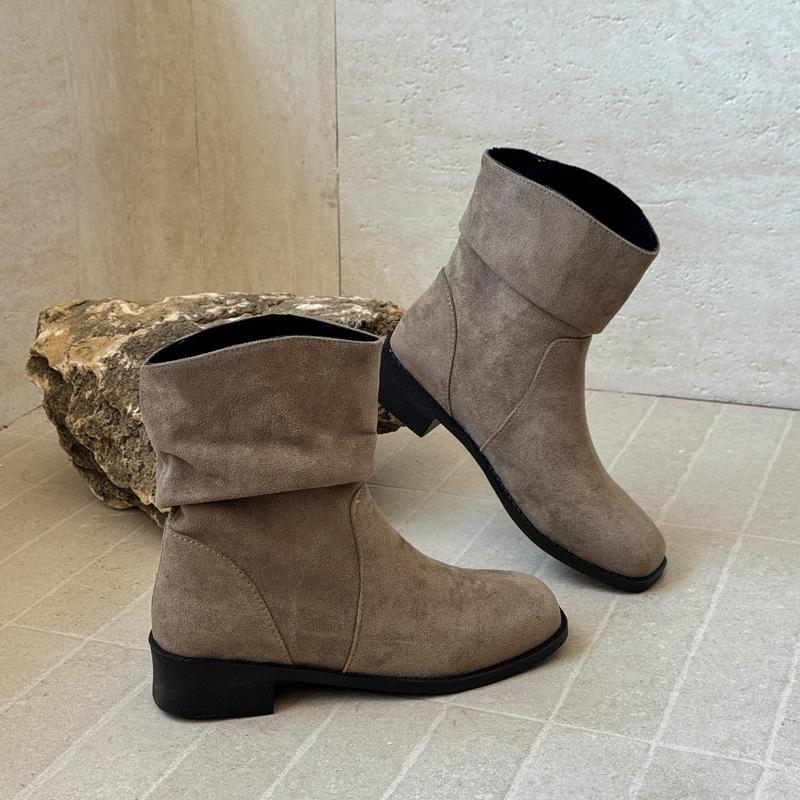 

Винтажные ботинки Мартин Женские Осень 2025 Ботинки Бокен Литературный Мори и Ботильоны Рукав Один Педаль Маленькие Короткие Ботинки 40 хаки