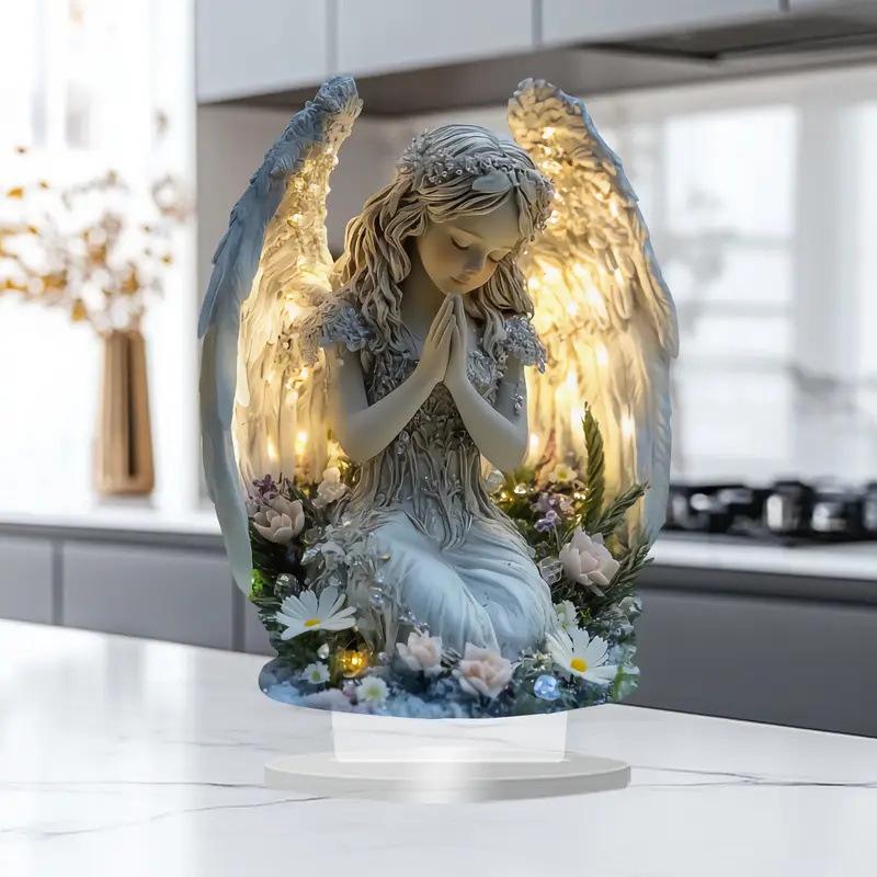 Peaceful Radiant Angel Statue - Serene Desktop or Home Decoration