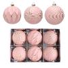 Set of 6 Decorative Christmas Ornaments with Matte Finish and Embossed Pattern for Holiday Tree and Venue Decoration