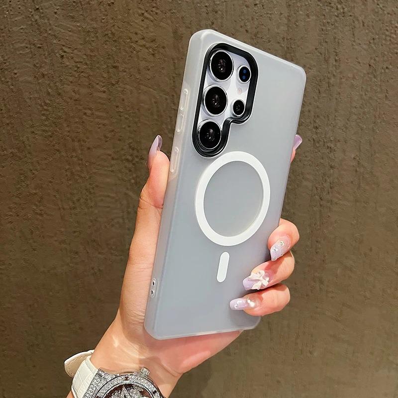 New Model Suitable for Samsung S23ultra Magnetic Phone Case S22P Translucent Matte Skin Feeling Protective Case Two In One