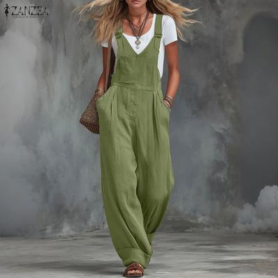 Tute Salopette Casual da Donna Senza Maniche Larghe con Bretelle