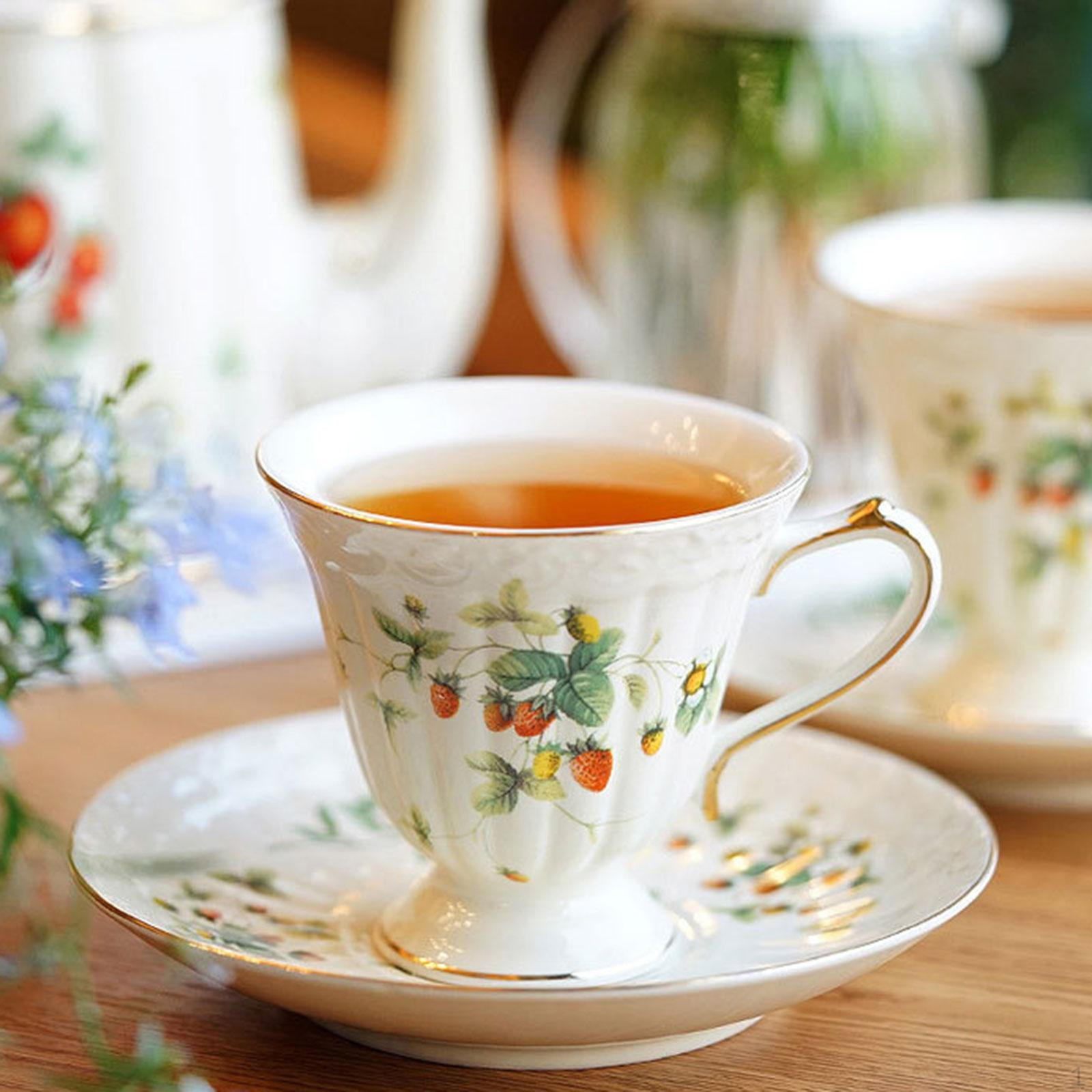 Ceramic Coffee Cup and Saucer Set Tea Birthday Gift Portable Unique Multipurpose Practical