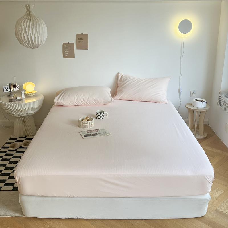Baumwoll-Matratzenbezug mit elastischem Gummiband Weicher Komfort Spannbettlaken Ins-Stil Einfarbig Bettlaken Verstellbarer Bettschutz