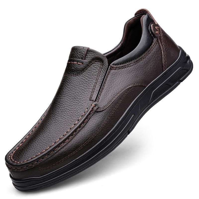 Men's Breathable Leather Casual Shoes - Non-slip, Soft Sole, Size 45-46, Business Formal Shoes
