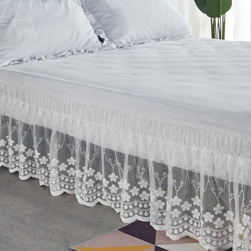 Top Selling Pretty Design 18 Inch Drop Delicate Ruffles Floret Lace Bed Skirt With Strong Elastic Belts-Women/Lady/Girls Love