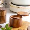 2-Layer Salt And Pepper Bowl with Spoon Magnetic Swivel Lid Dustproof Seasoning Box Rotatable Design Kitchen Helper for Serving