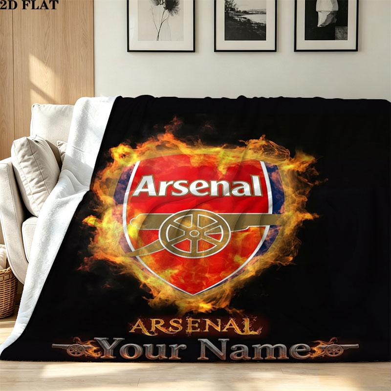 1PC Arsenal F Custom Name Patterned Flannel Blanket Suitable For All Seasons for Home Decor Warmth and Comfort Gifts Holiday Present