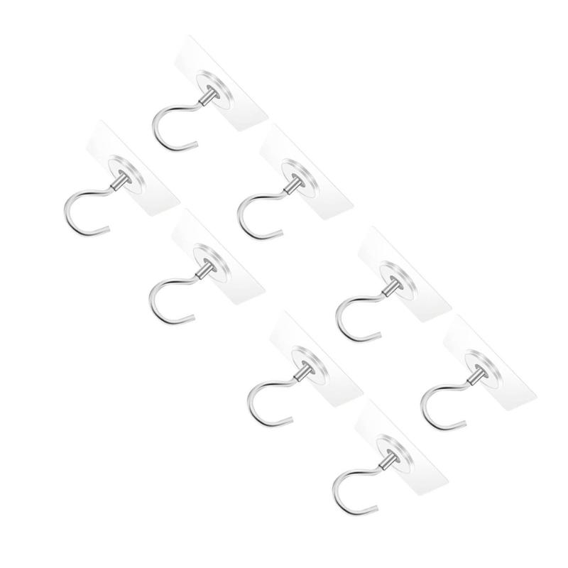 1-10pcs Adhesive Ceiling Hooks No Drill Hanging Hook for Hanging Plant Wind Chimes Stainless Steel Outdoor Adhesive Hook