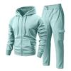 Men's Hoodie and Cargo Jogger Pants 2-Piece Set Casual Sportswear Suit for Outdoor Activities