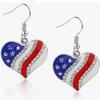 USA Independence Day Flag Wings Zinc Alloy Heart Earrings