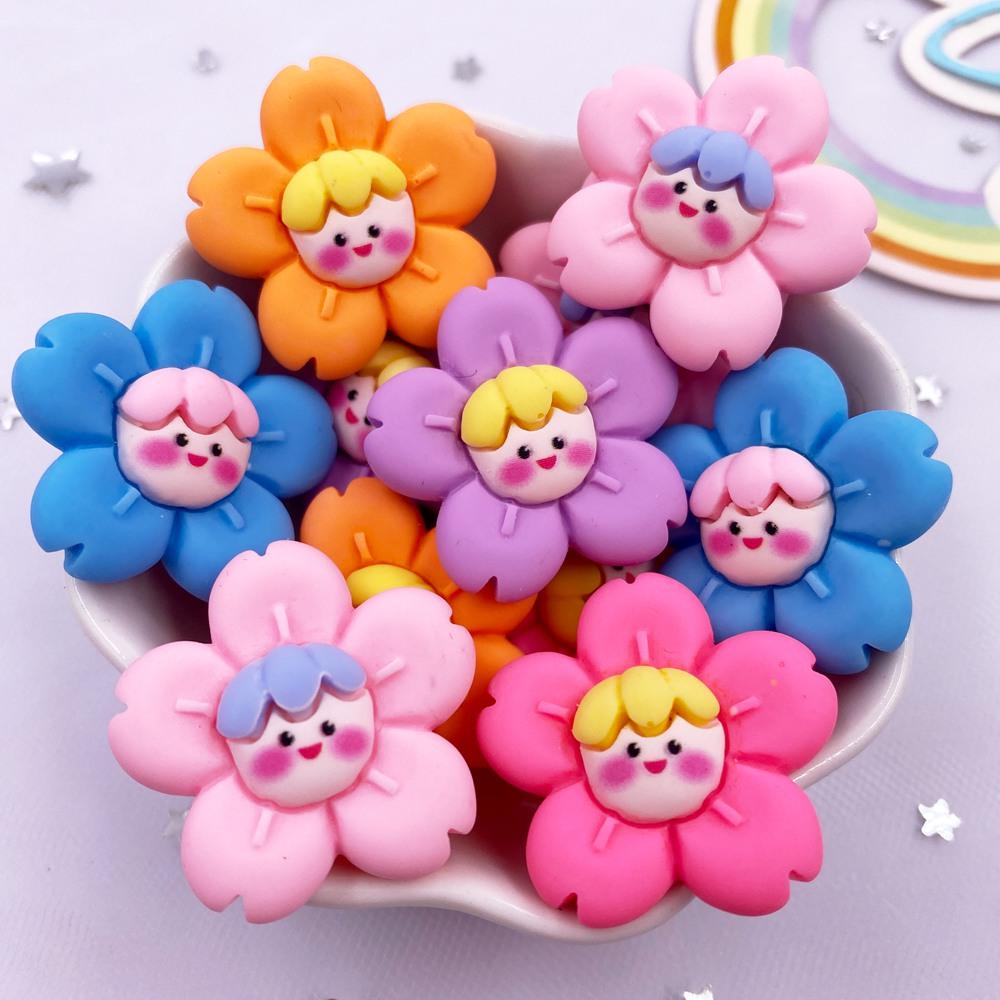 10 STÜCKE Bunte Harz Cartoon Mädchen Blume Flatback Tier Cabochon Figur Heimdekor DIY Scrapbook Basteln Schleifen Zubehör