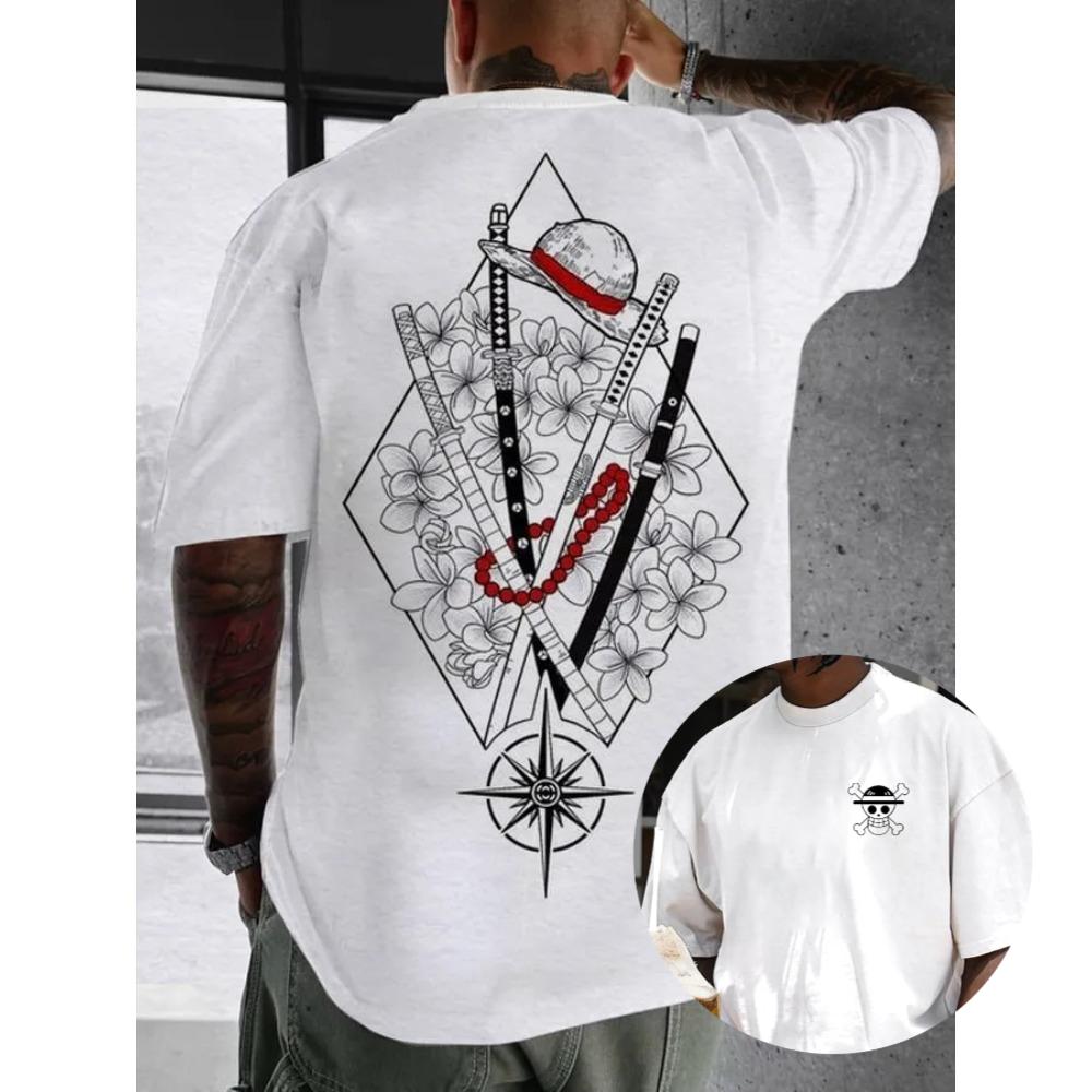 Printed Cotton Short-sleeved American Loose Men's and Women's Summer Breathable Sport Round-neck T-shirt