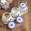 Retro Ceramic Rooster Seasoning Jar Salt and Monosodium Glutamate Seasoning Jar Household Kitchen with Lid Spoon