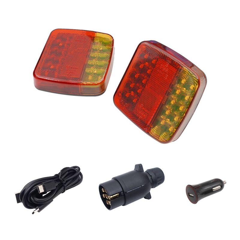 A79F-Wireless Trailer Lights Kit For Towing Truck, Rechargeable LED Tow Light With Magnetic For Boat Trailer RV