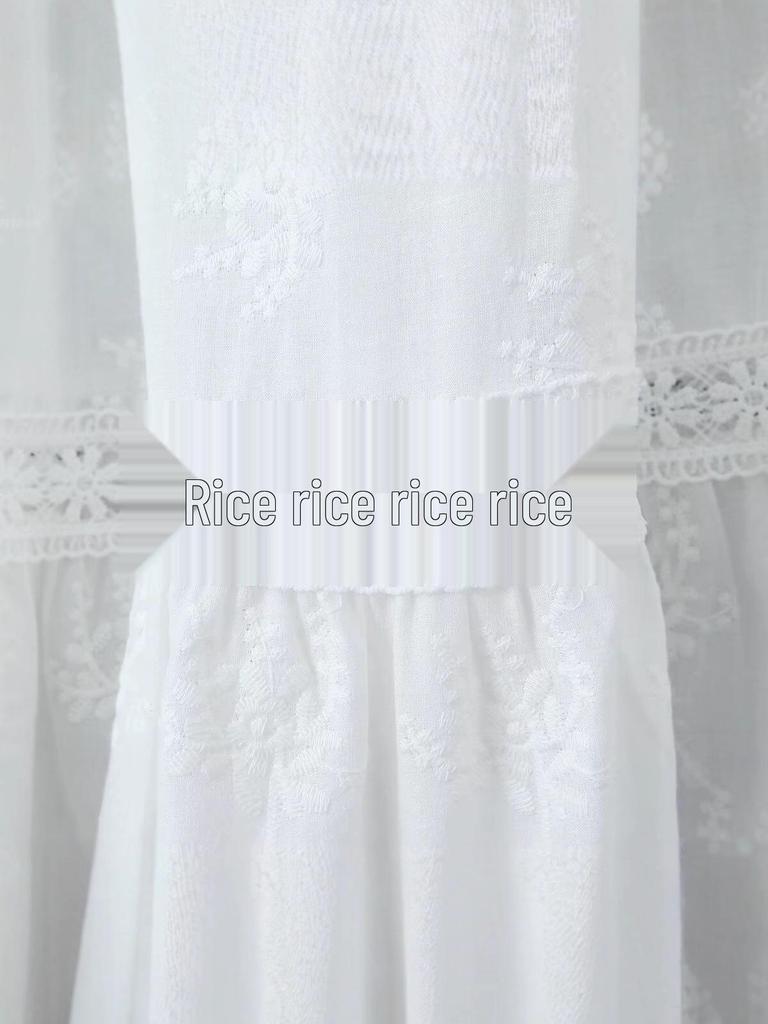 Damska Biała Długa Spódnica A-Line z Haftem Koronkowym w Wysokim Stanie - Jesień & Zima Delikatny Styl