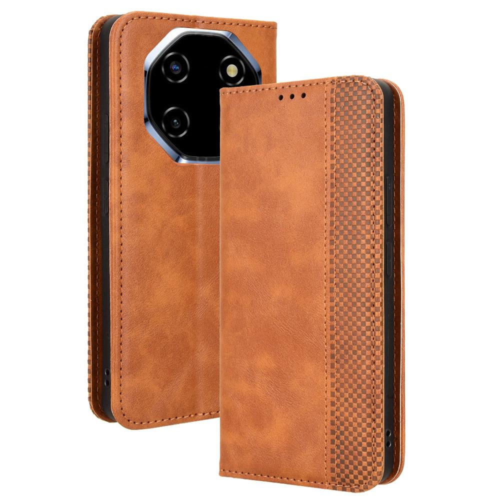 For Blackview Shark 6/Oscal Tiger 8 Leather Case Wallet Stand Retro Texture Phone Cover