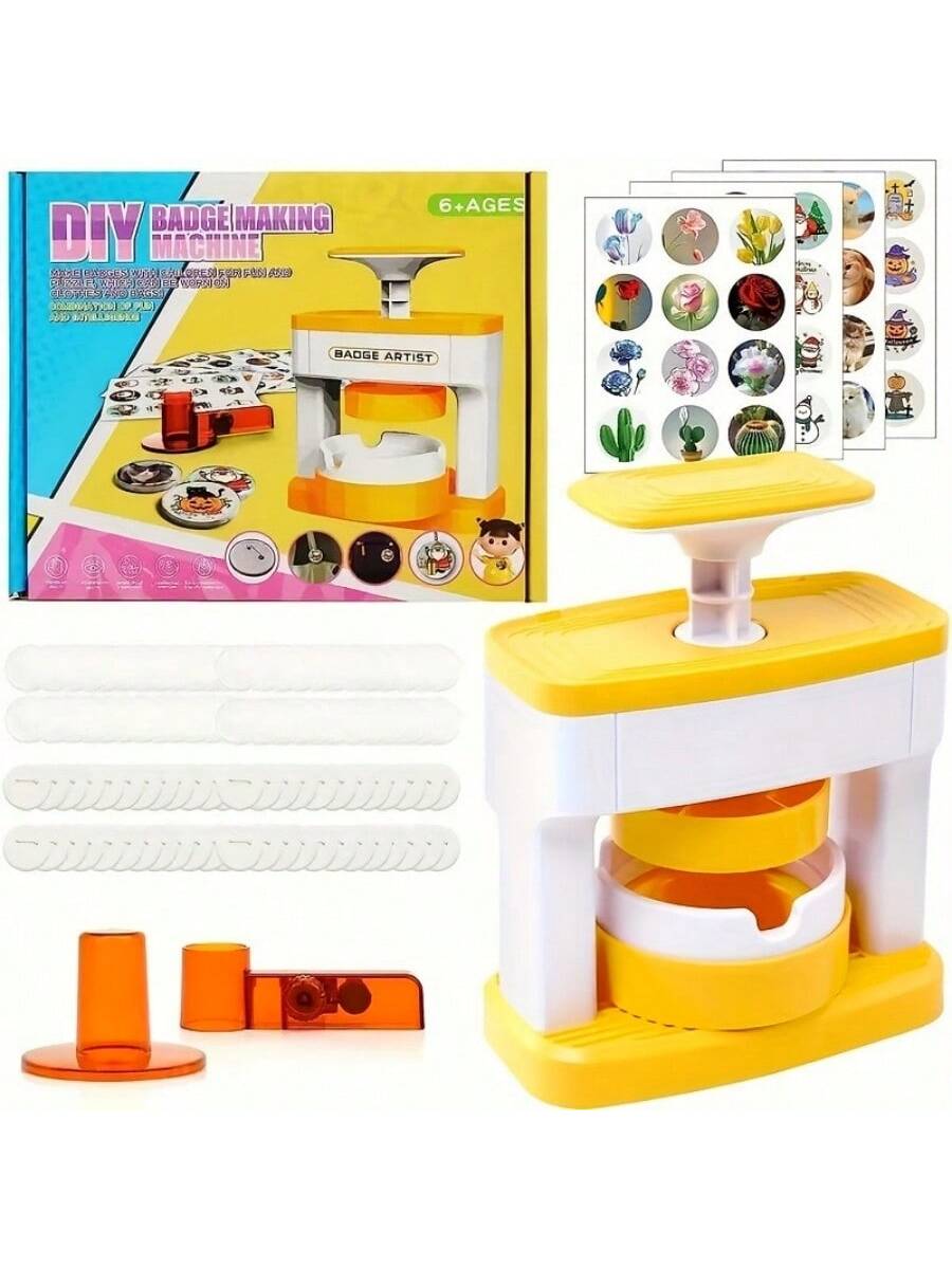 

Машина для изготовления значков, Машина для штамповки булавок, Машина для изготовления пуговиц с милым рисунком в виде мультфильма, Некоторые детали отправляются случайным образом жёлтый