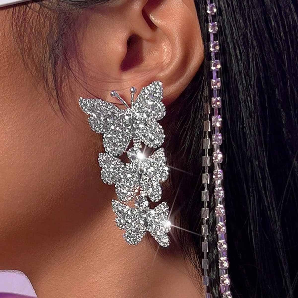 Elegant Butterfly Diamond Stud Earrings for Women