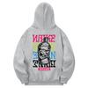 Khg0065 Graffiti Fleece-Lined Hoodie - Gray