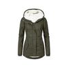 Women's Hooded Cotton Jacket with Plush Lining - Medium Long Style for Autumn/Winter