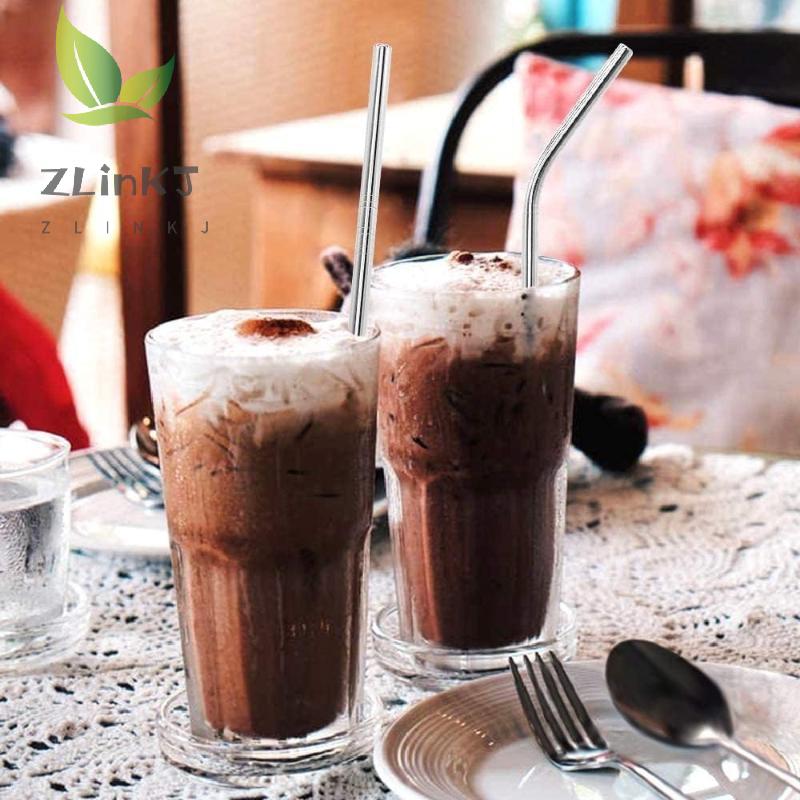 4PCS Stainless Steel Straw Reusable Metal Drinking Straw With Cleaner Brush For Home Party Barware Bar Accessories