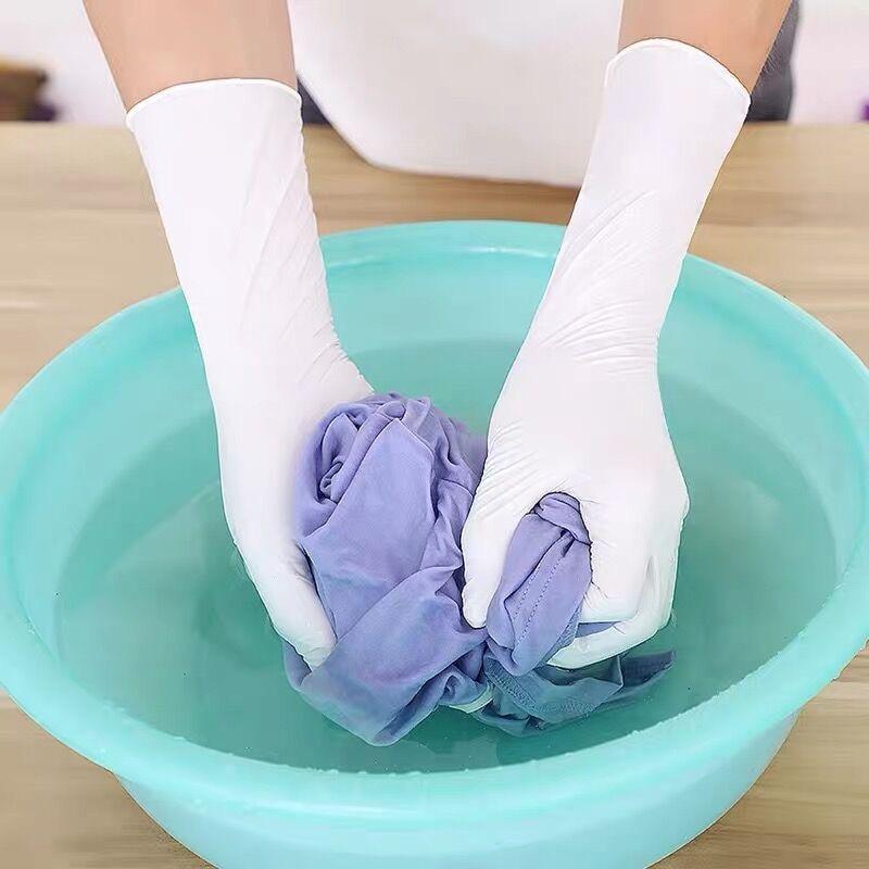 20/50/100PCS White Nitrile Gloves Waterproof Oil-Resistant for Household Cleaning Kitchen Gardening Hair Dyeing And Tattoo