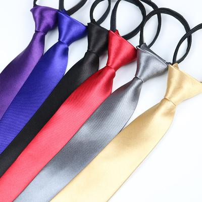 Herrenkrawatte, Kunstseide 5 cm Reißverschluss-Typ Lazy Einfarbig Monochrom Direktverkauf.