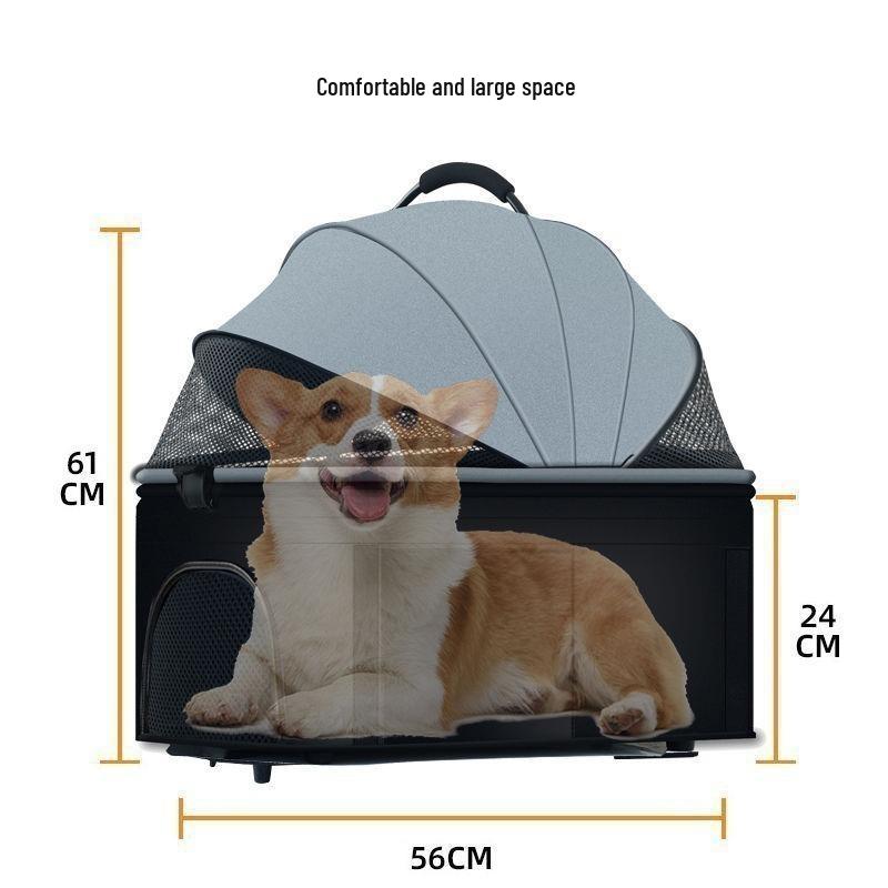Lightweight Foldable Pet Stroller with Detachable Cage for Small Dogs & Cats