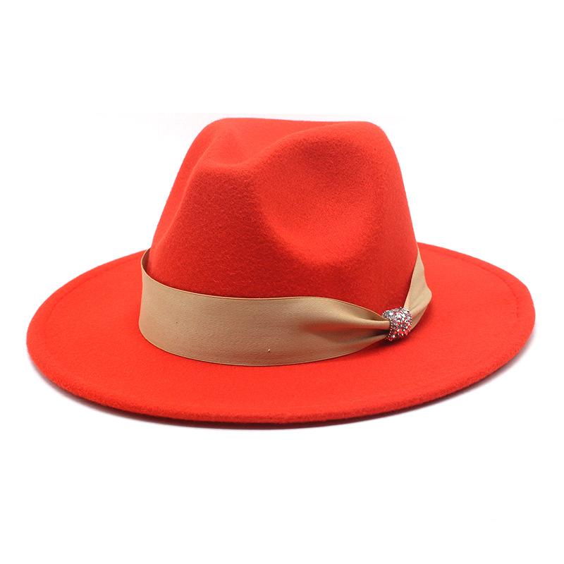 British Woolen Hat Women'S Spring Wide Brim Flat Top Internet Celebrity French Top Hat Flat Edge Imitation Wool Camel Jazz Hat