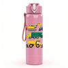1PC Color Toy Truck Collection Print 750ml Color Plastic Sports Water Bottle Leakproof Flip Straw Lid Suitable for Sports Office Home Use