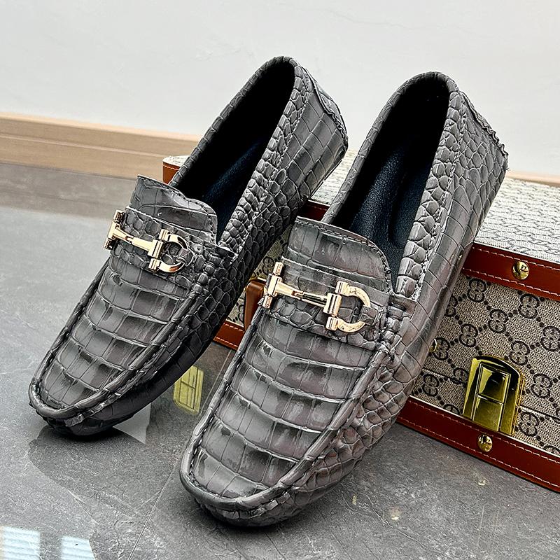 Men’s Moccasins Green Driving Shoes Red Leather Flats Casual Slip-ons Plus Size Color Orange Shoes for Men