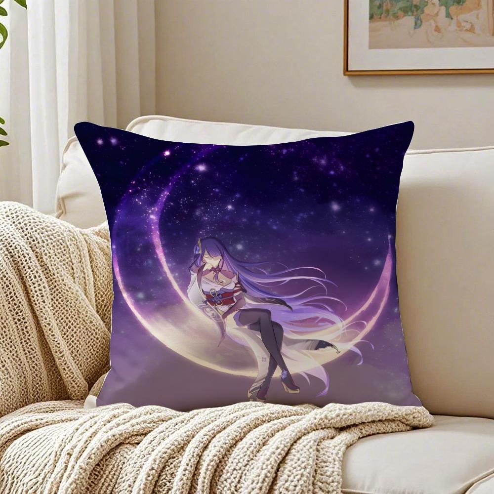 Popular Genshin Impact Raiden Shogun Cushion Cover Pillowcase Antidustmite Living Room Sofa Decor Cushion Room