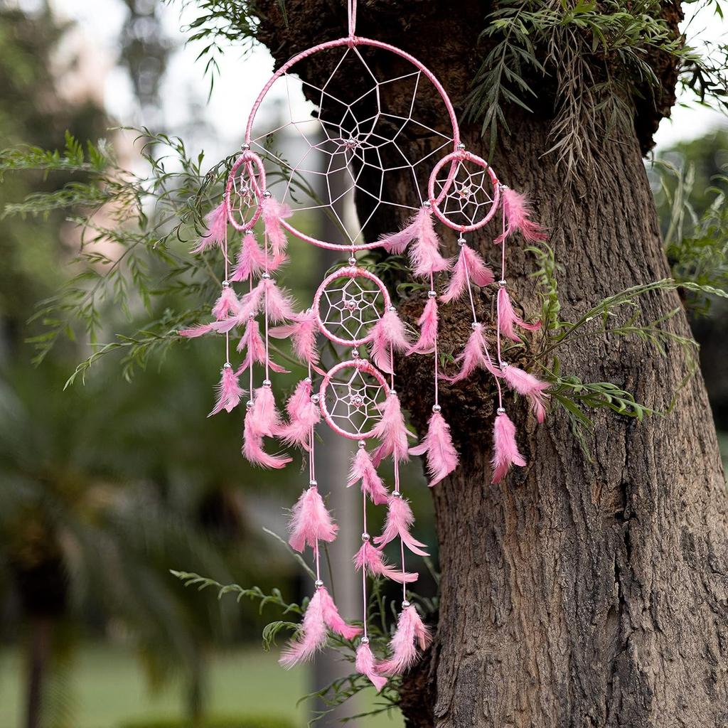 Lapač snů, Lapač snů (75 cm, 5 kruhů DC - Pastelově růžová),  Duli