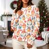 Women's Casual Long Sleeve Christmas Print Neck Pullover Sweatshirt Top