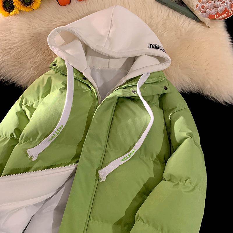 Gefälschte zweiteilige gesteppte Jacke Herren 2025 Teen-Trend gesteppte Jacke Winter verdickt warm Kapuzen-Steppjacke