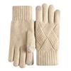 Knitted Gloves Men's and Women's Winter Double-layer Velvet Thickened Outdoor Cycling Warm Solid Color Touch Screen Gloves