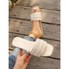 Ladies' Multi-layer Sparkling Diamond Toe Cover Sandals -Suitable for Casual, Party, Vacation, Fashionable Black Beach Shoes | Rubber Sole Single Shoe